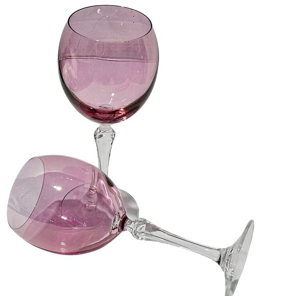 2 Colony Bijoux Pink Iridescent Wine Glasses 7.75" romantic crystal 8z presecco - Picture 8 of 8